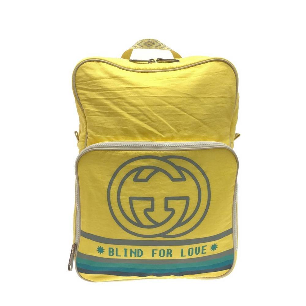 Gucci Yellow G Gray Backpack Nylon Medium Interlo… - image 2